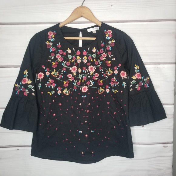nine britton Tops - Nine Britton Embroidered Blouse Size S